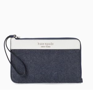 Kate Spade cameron denim l-zip wristlet.
